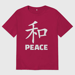 Футболка оверсайз мужская Иероглиф мир, цвет: маджента