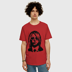 Футболка оверсайз мужская Kurt Cobain Nirvana portrait, цвет: красный — фото 2