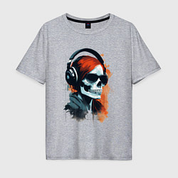 Футболка оверсайз мужская Grunge redhead girl skull, цвет: меланж