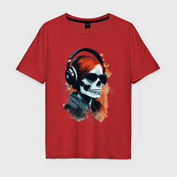 Мужская футболка оверсайз Grunge redhead girl skull