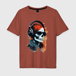 Мужская футболка оверсайз Grunge redhead girl skull