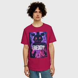 Футболка оверсайз мужская Freddy - мишка Фредди, цвет: маджента — фото 2