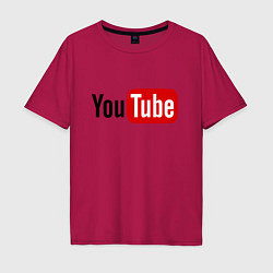 Футболка оверсайз мужская You tube logo, цвет: маджента
