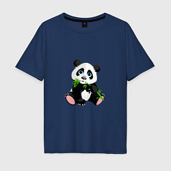 Футболка оверсайз мужская Красивый медведь панда, цвет: тёмно-синий