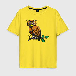 Футболка оверсайз мужская Сова на дереве, цвет: желтый