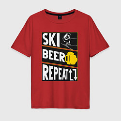 Мужская футболка оверсайз Лыжи и пиво