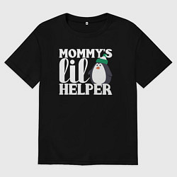 Футболка оверсайз мужская Маленький мамин помощник, цвет: черный