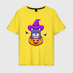 Мужская футболка оверсайз Kitty halloween