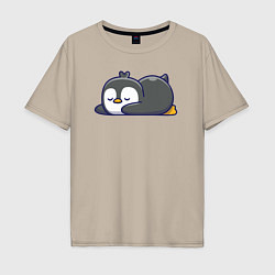 Мужская футболка оверсайз Пингвин отдыхает