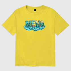 Футболка оверсайз мужская Река Нева, цвет: желтый