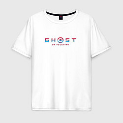 Мужская футболка оверсайз Ghost of tsushima gradient logo japan