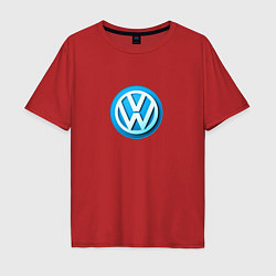 Футболка оверсайз мужская Volkswagen logo blue, цвет: красный