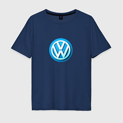 Мужская футболка оверсайз Volkswagen logo blue