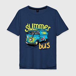 Футболка оверсайз мужская Summer bus, цвет: тёмно-синий