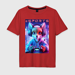 Мужская футболка оверсайз Funny fox - e sports ai art