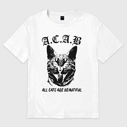 Футболка оверсайз мужская All cats are beautiful, цвет: белый