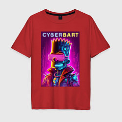 Мужская футболка оверсайз Cyber Bart - neon glow ai art fantasy