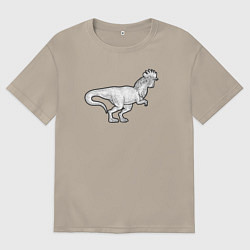 Футболка оверсайз мужская Петух динозавр, цвет: миндальный