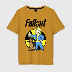 Футболка оверсайз мужская Vault boy and dog, цвет: горчичный