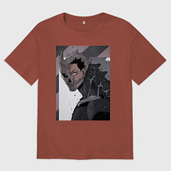 Футболка оверсайз мужская Кайдзю номер восемь Кафка Хибино Силы обороны боец, цвет: кирпичный