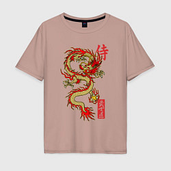 Мужская футболка оверсайз Огненный дракон - путь воина