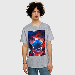 Футболка оверсайз мужская Магическая битва Сатору Годзё Сукуна Рёмэн, цвет: меланж — фото 2