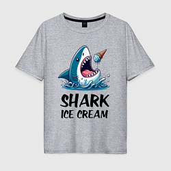 Футболка оверсайз мужская Shark ice cream - ai art, цвет: меланж