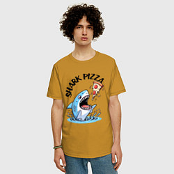 Футболка оверсайз мужская Shark pizza - ai art fantasy, цвет: горчичный — фото 2