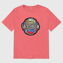 Футболка оверсайз мужская Лихтенштейн, цвет: коралловый