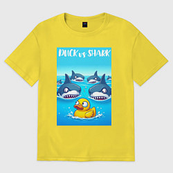 Мужская футболка оверсайз Duck vs shark - ai art fantasy