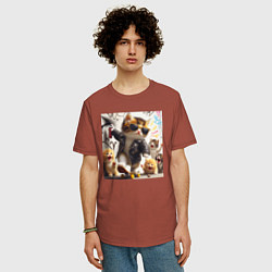 Футболка оверсайз мужская Кумир среди котят - граффити, цвет: кирпичный — фото 2