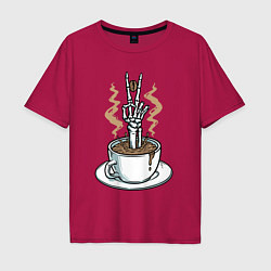 Мужская футболка оверсайз Skeletor coffee