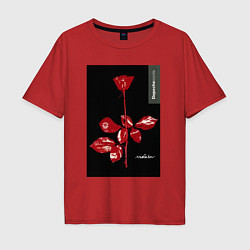 Футболка оверсайз мужская Depeche mode rose, цвет: красный