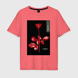 Футболка оверсайз мужская Depeche mode rose, цвет: коралловый