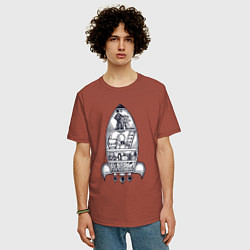 Футболка оверсайз мужская Ракета дом, цвет: кирпичный — фото 2