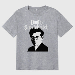 Футболка оверсайз мужская Дмитрий Шостакович с портретом, цвет: меланж