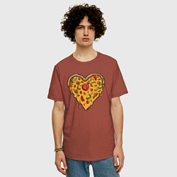 Футболка оверсайз мужская Pizza heart, цвет: кирпичный — фото 2