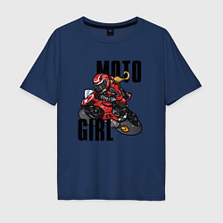 Мужская футболка оверсайз Девушка на мотоцикле