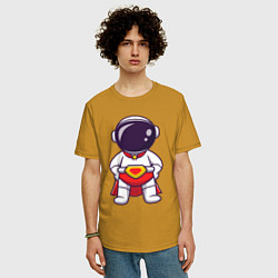 Футболка оверсайз мужская Super spaceman, цвет: горчичный — фото 2