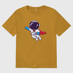 Футболка оверсайз мужская Супер космонавт, цвет: горчичный