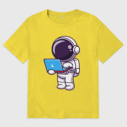 Футболка оверсайз мужская Астронавт с ноутбуком, цвет: желтый