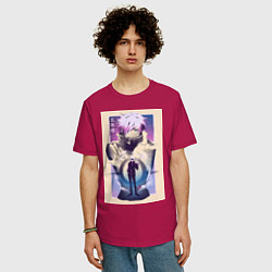 Футболка оверсайз мужская Магическая битва Сатору Годзё расширение территори, цвет: маджента — фото 2