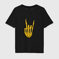 Мужская футболка оверсайз Golden skeleton hand