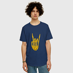 Футболка оверсайз мужская Golden skeleton hand, цвет: тёмно-синий — фото 2