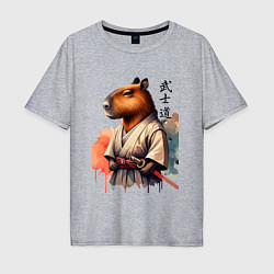 Мужская футболка оверсайз Capybara samurai - ai art fantasy