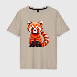 Мужская футболка оверсайз Красная панда с роскошным хвостом