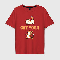 Мужская футболка оверсайз Забавные коты занимаются йогой кошачья йога