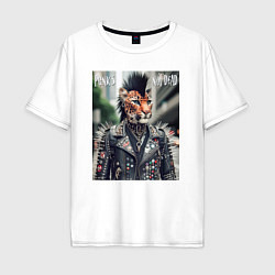 Мужская футболка оверсайз Леопард панк музыкант - нейросеть
