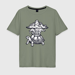 Мужская футболка оверсайз Слоны и черепаха