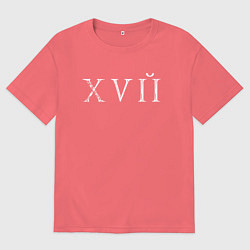 Футболка оверсайз мужская Римские цифры, цвет: коралловый